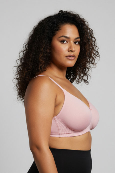 Zivame True Curv Double Layered Non Wired Full Coverage Super Support Bra - Silver Pink — image 3